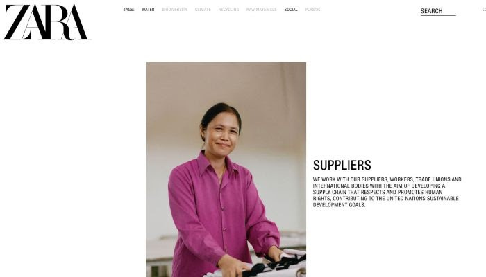 Value content on Zara’s website